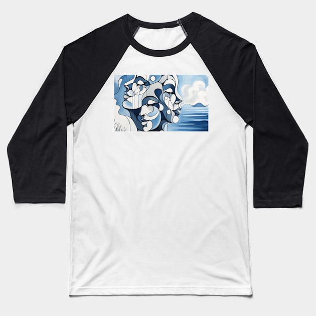 Overlapping faces, art deco Baseball T-Shirt by KlausCzernitzki